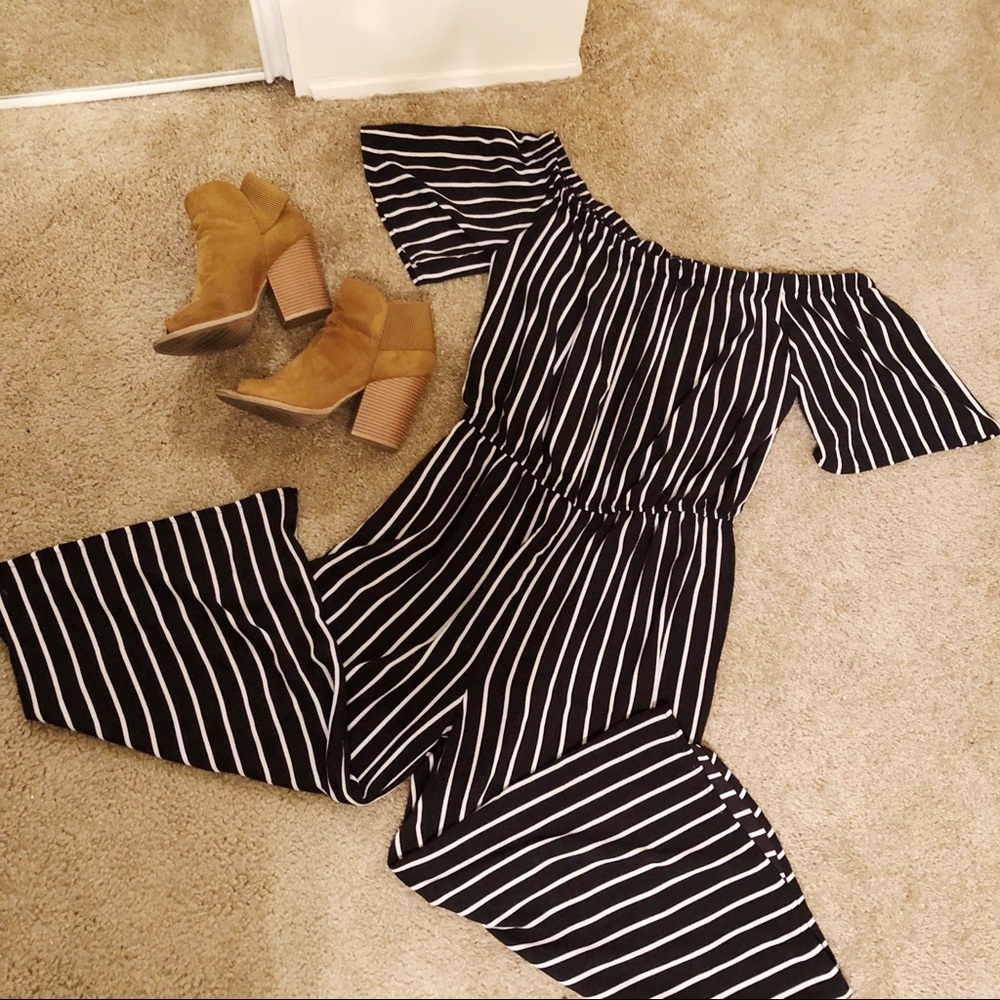 Off the shoulder striped jumper